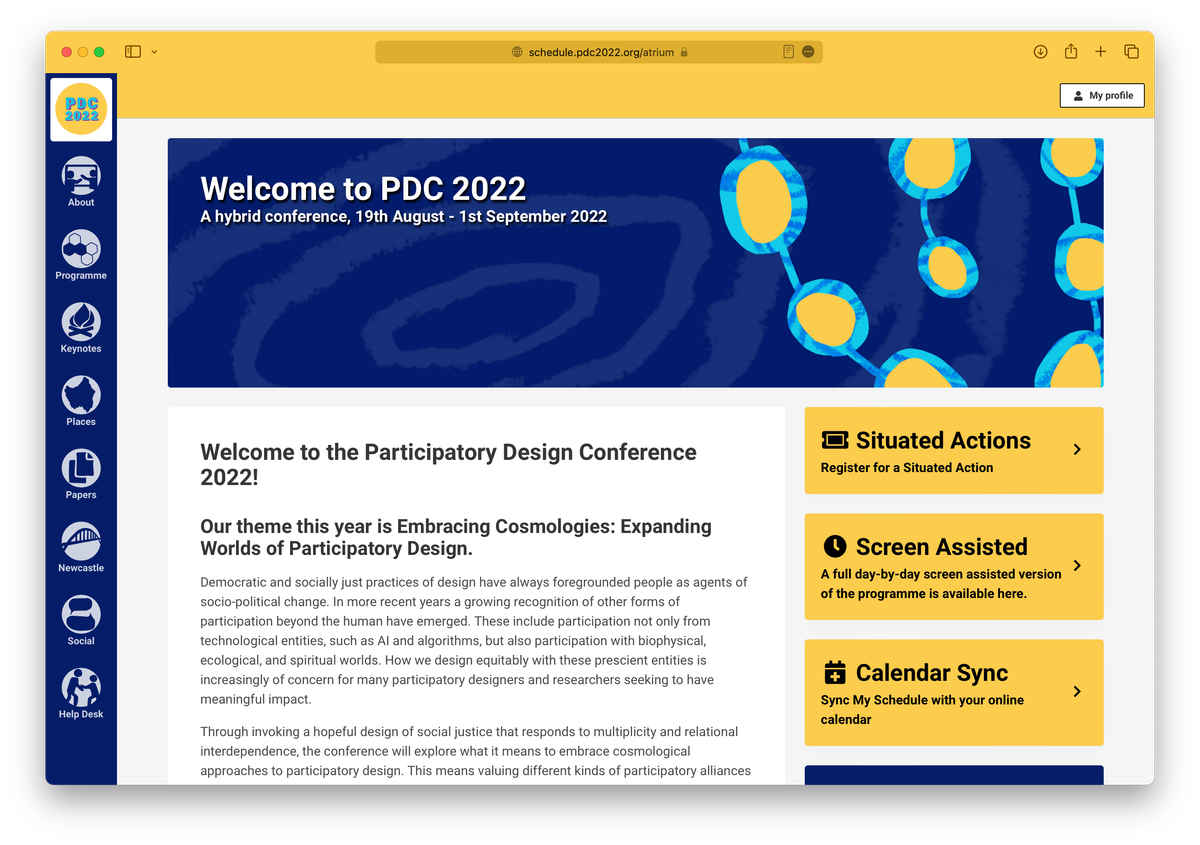 The Participatory Design Conference 2022 schedule
