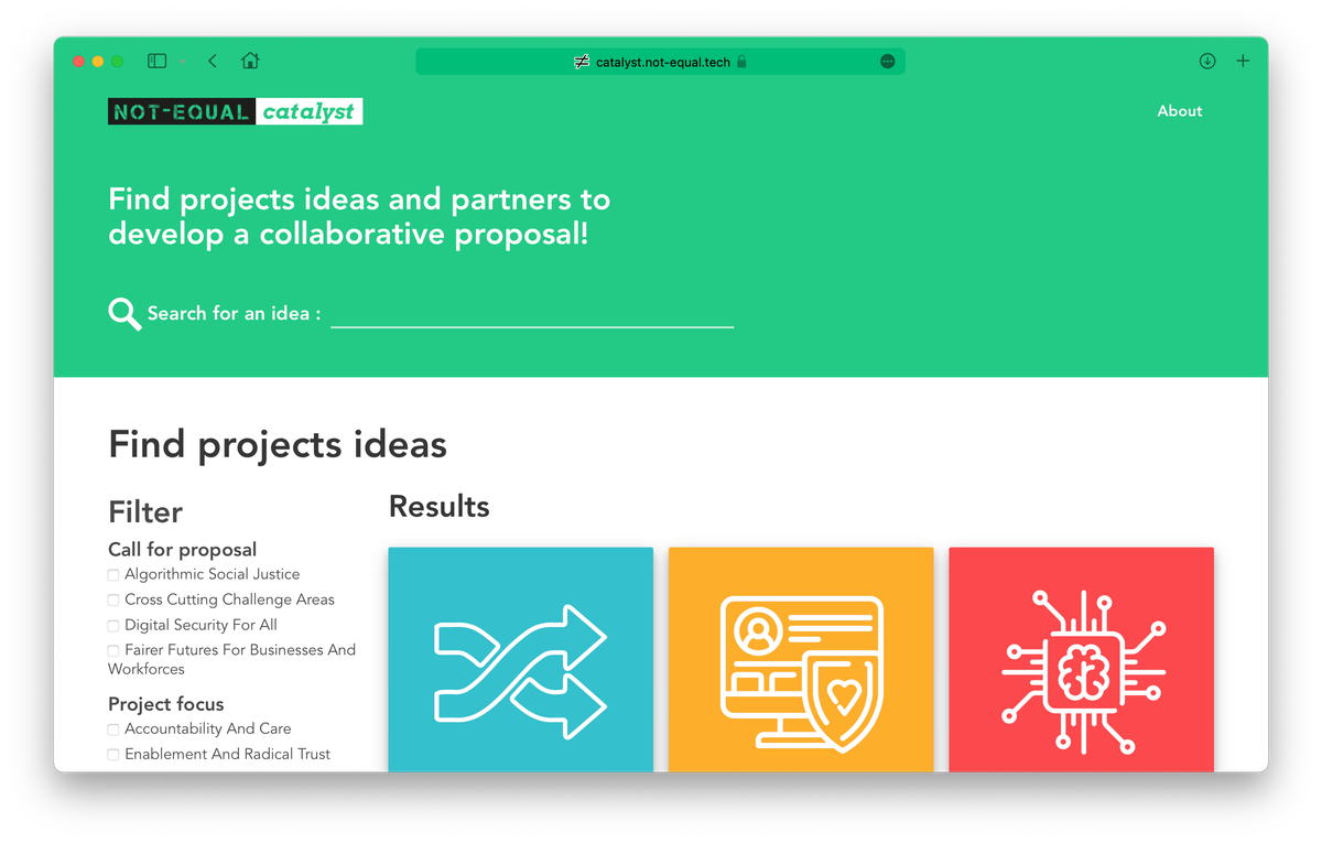 The Catalyst home page with searching and filtering