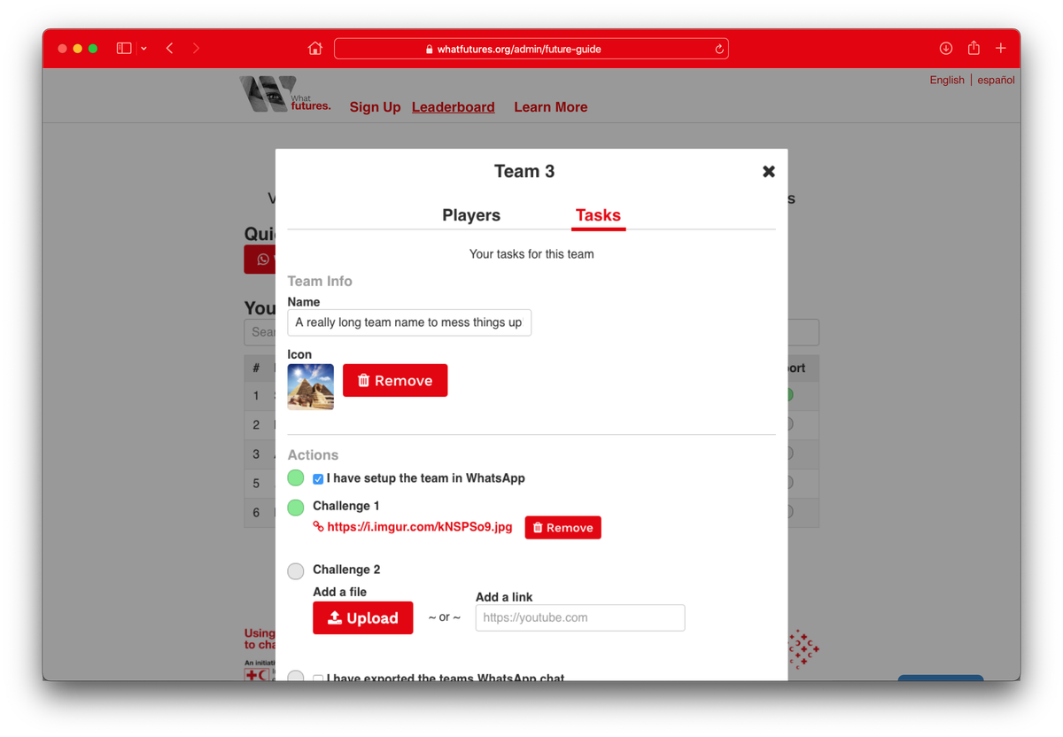Future Guide team management interface