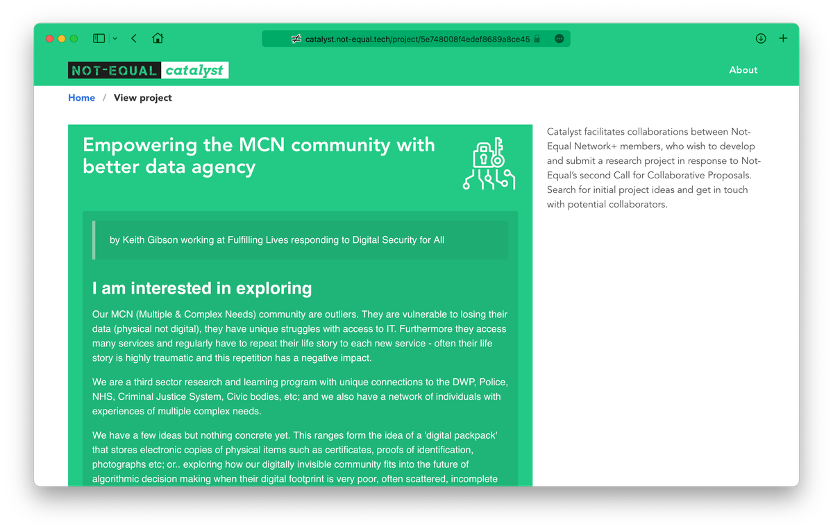 A project detail page with rendered markdown