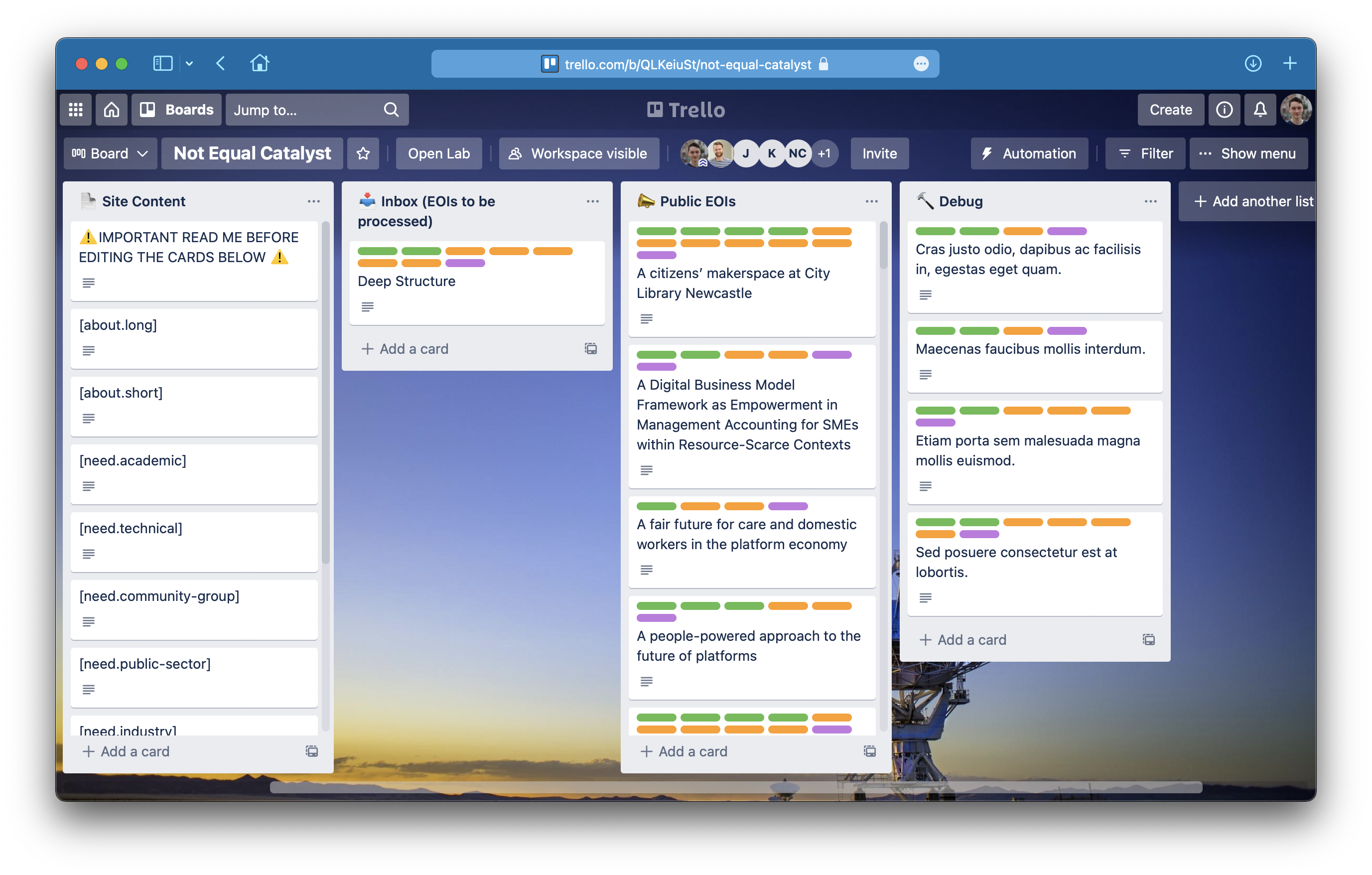 The Trello board powering the entire website The Trello board powering the entire website