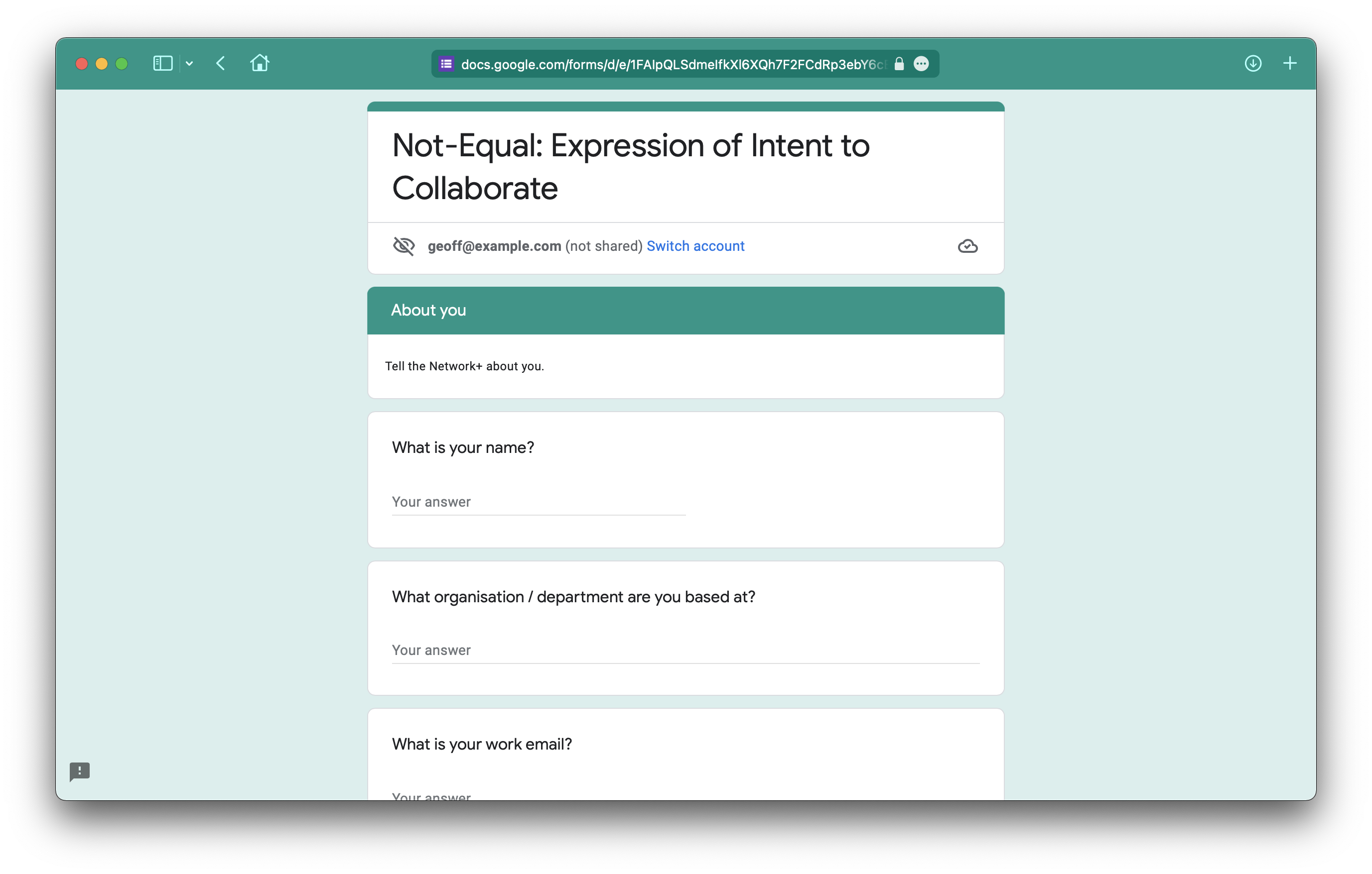 The Google form used to submit a catalyst project The Google form used to submit a catalyst project
