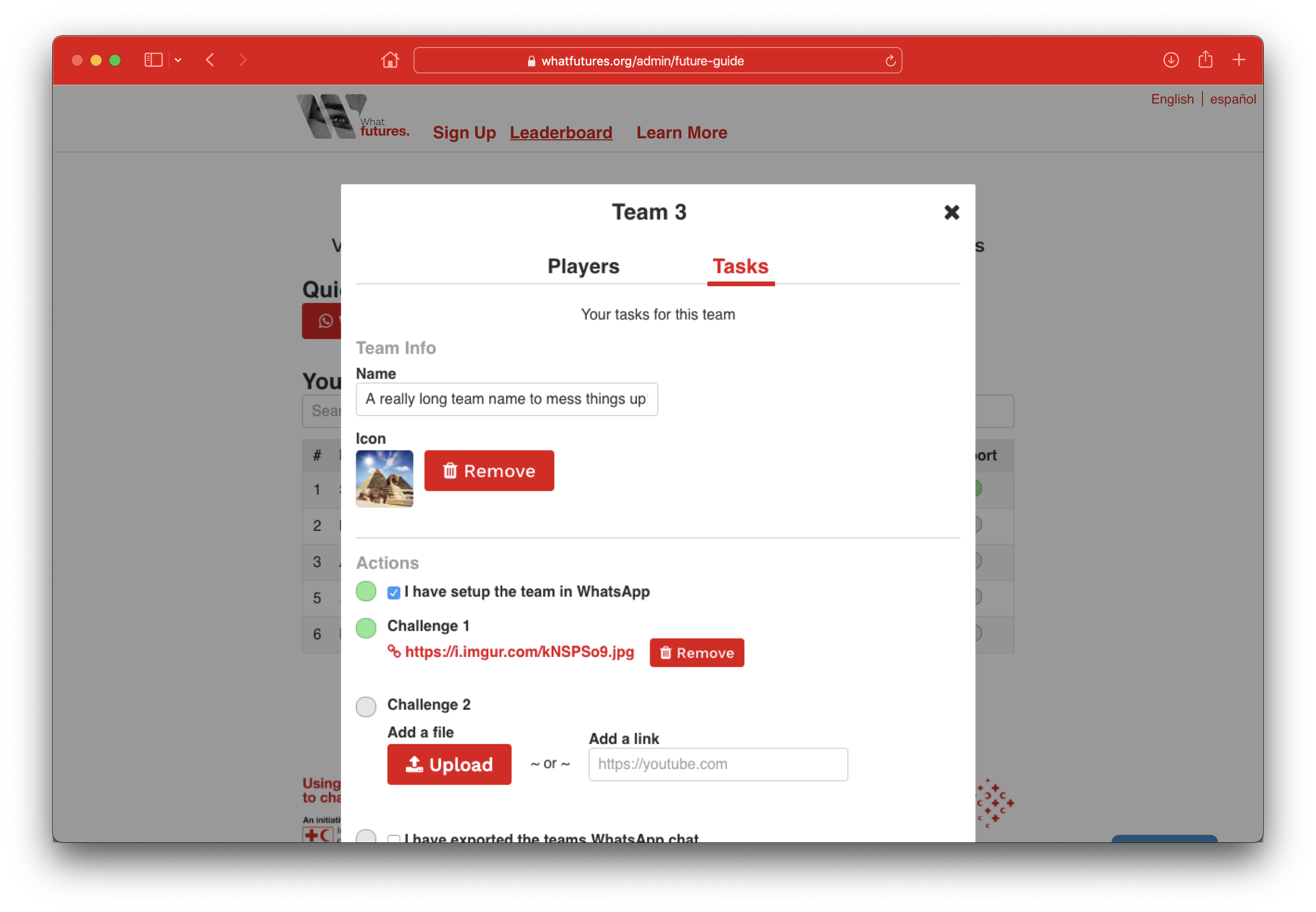 Future Guide team management interface