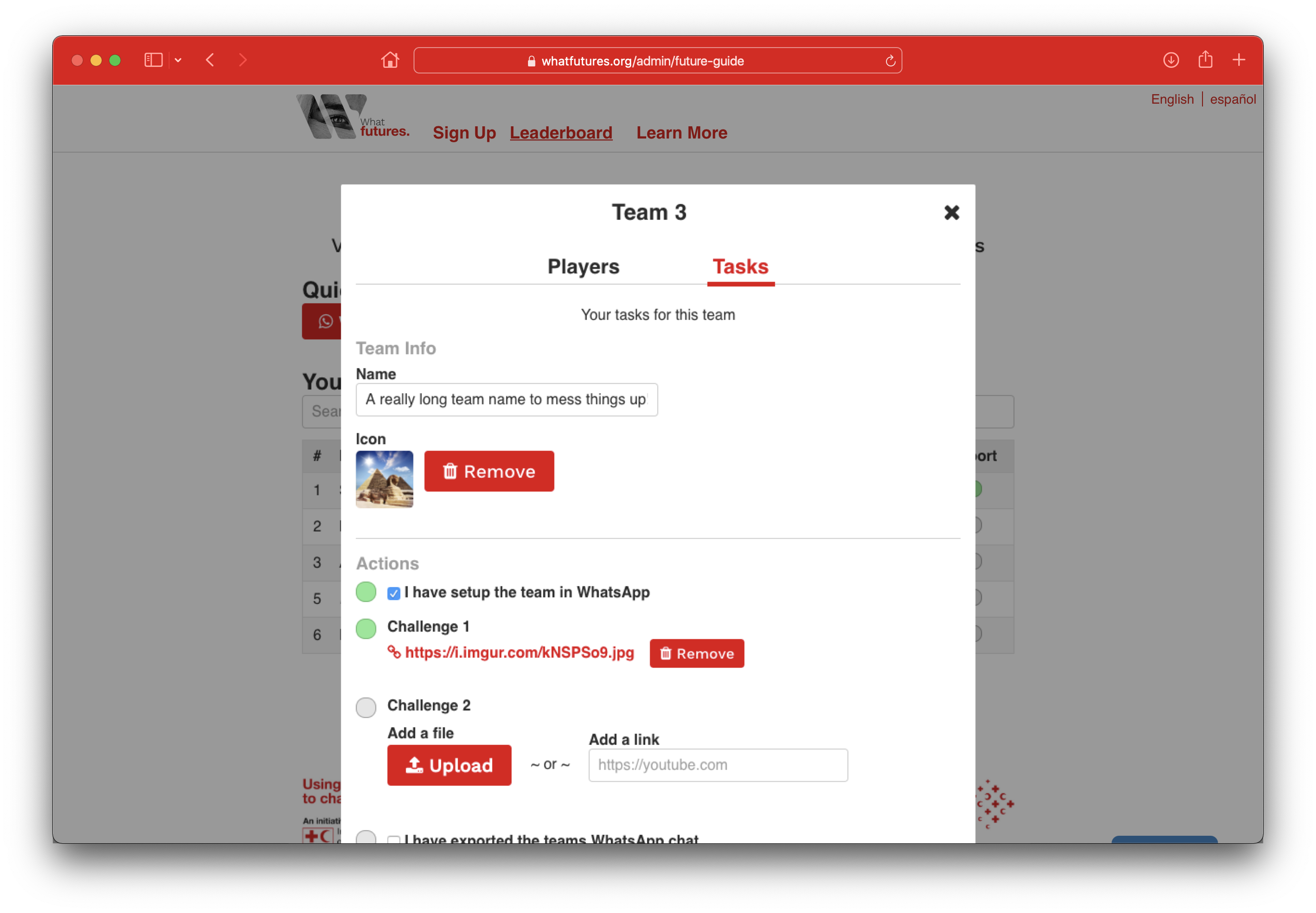 Future Guide team management interface Future Guide team management interface